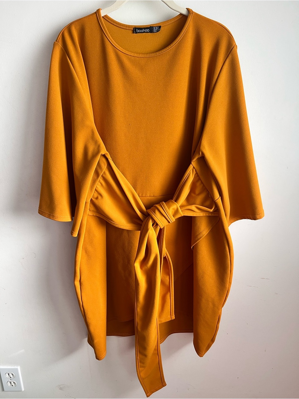 boohoo Kimono Sleeve Mustard Tie-Waist Women’s Midi Dress size US 20